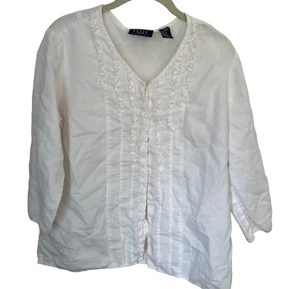 White Linen Coquette Blouse 90’s 12 - Picture 2 of 5